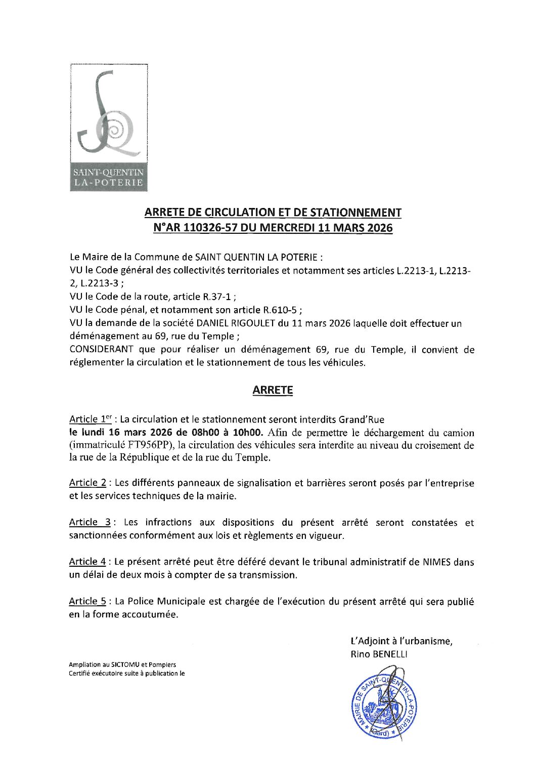 Aperçu du fichier N°AR110326-57 SOCIÉTÉ DANIEL RIGOULET DÉMÉNAGEMENT 69 RUE DU TEMPLE 