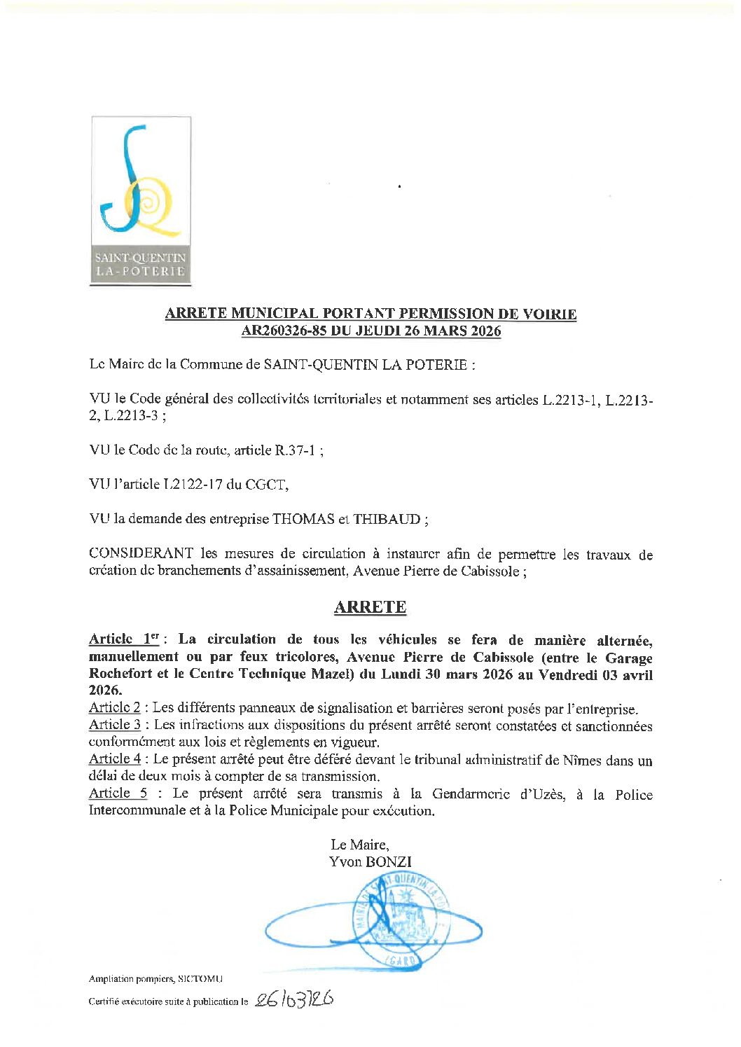 Aperçu du fichier N°AR260326-85 ENTREPRISES THOMAS ET THIBAUD BRANCHEMENT D&rsquo;ASSAINISSEMENT 