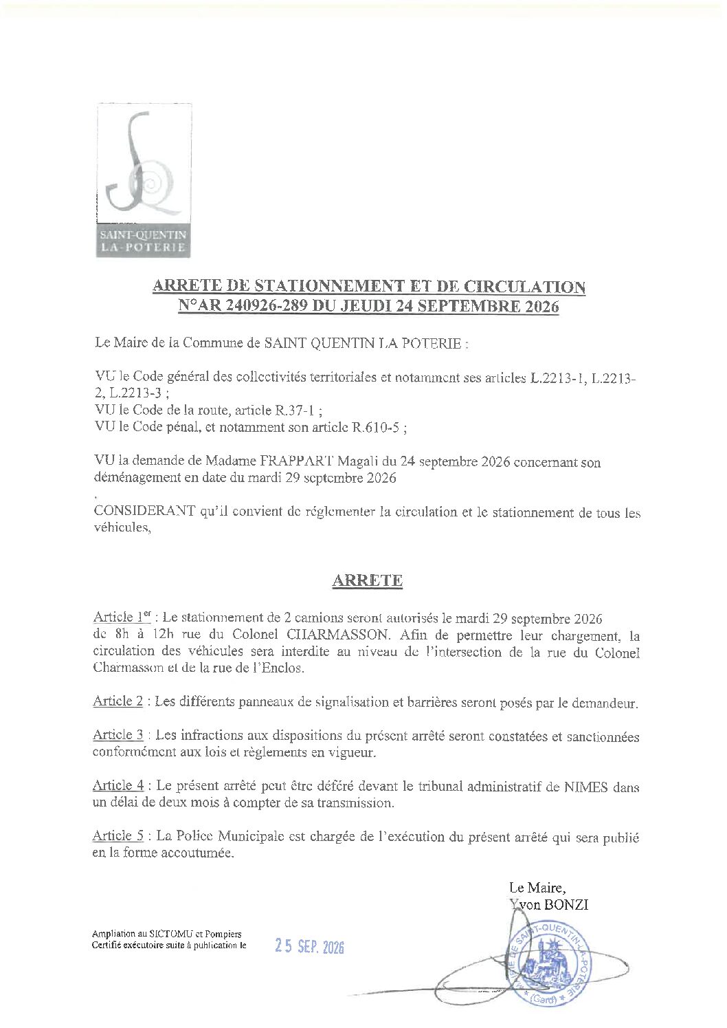 Aperçu du fichier N°AR240926-289 DÉMÉNAGEMENT DE MME FRAPPART STATIONNEMENT DE 2 CAMION INTERSECTION RUE DU COLONEL CHARMASSON ET RUE DE L&rsquo;ENCLOS 