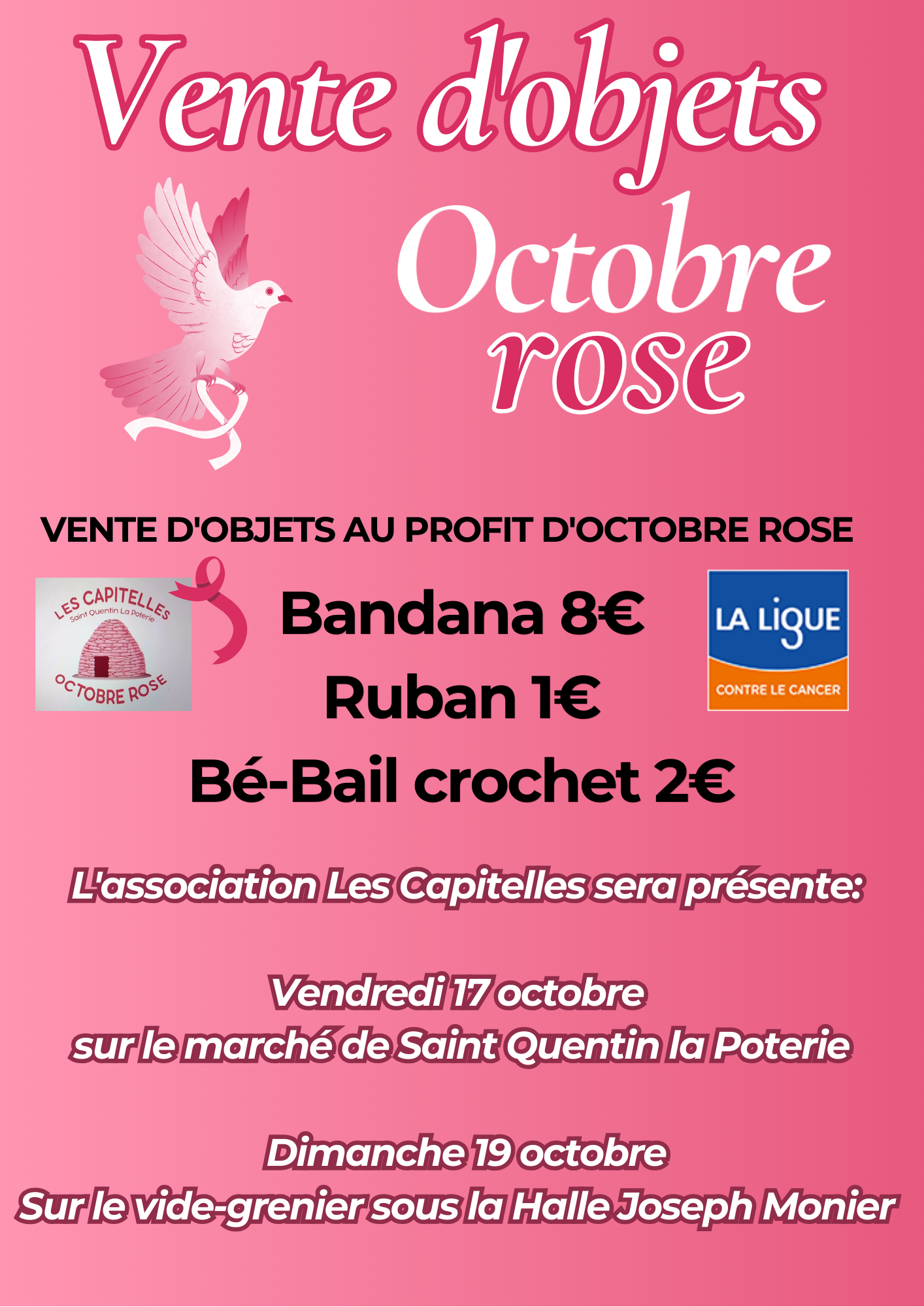 VENTE D'OBJETS OCTOBRE ROSE